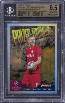 2019-20 Finest UEFA CL Prized Footballers Gold Fusion Variations #PFEHA Erling Haaland Rookie Card (#1/1) - BGS GEM MINT 9.5